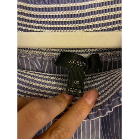 J Crew Top Women's 00 Blue Short Sleeve Blouse Off The Shoulder Nautical - Picture 3 of 7